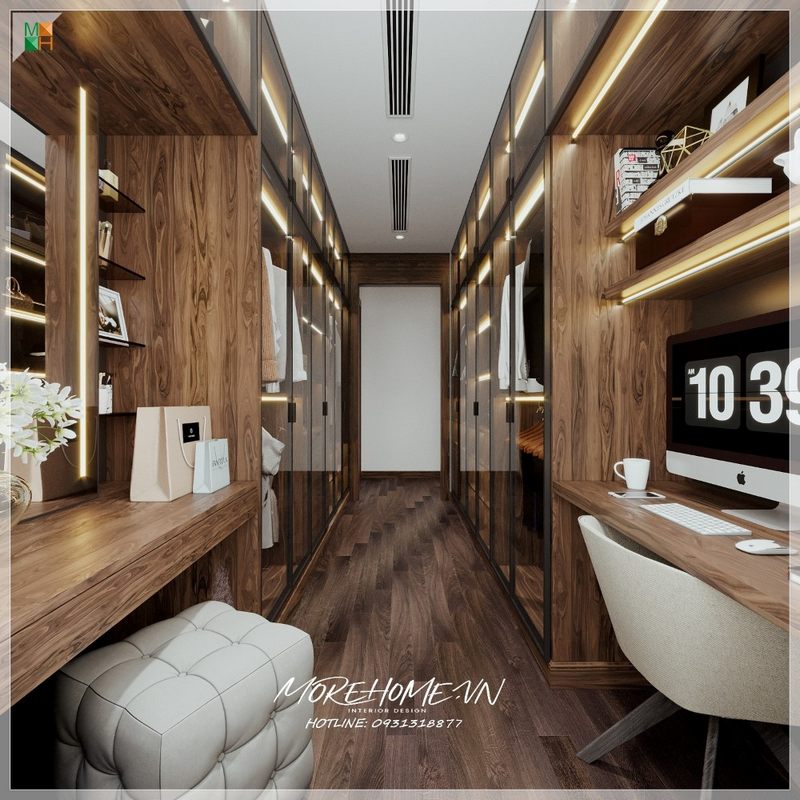 Tủ quần áo gỗ tự nhiên có thiết kế hiện đại, có cánh kính, để trang trí và sắp xếp các món đồ của bạn một cách gọn gàng.